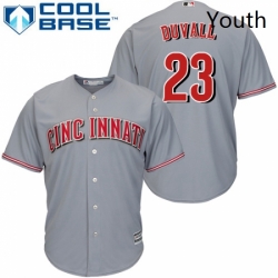 Youth Majestic Cincinnati Reds 23 Adam Duvall Authentic Grey Road Cool Base MLB Jersey