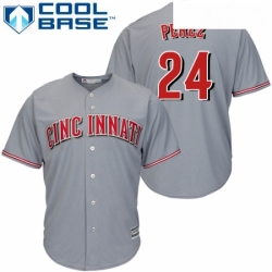 Youth Majestic Cincinnati Reds 24 Tony Perez Authentic Grey Road Cool Base MLB Jersey