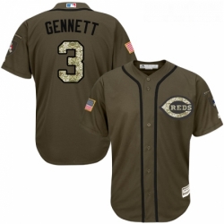 Youth Majestic Cincinnati Reds 3 Scooter Gennett Authentic Green Salute to Service MLB Jersey 