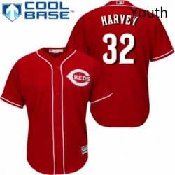 Youth Majestic Cincinnati Reds 32 Matt Harvey Authentic Red Alternate Cool Base MLB Jersey 