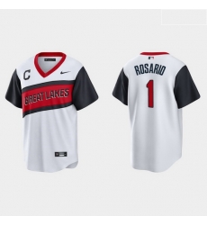 Men Cleveland Indians 1 Amed Rosario Men Nike White 2021 Little League Classic Game MLB Jersey