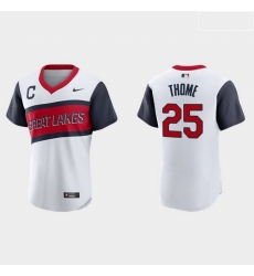 Men Cleveland Indians 25 Jim Thome Men Nike White 2021 Little League Class Authentic MLB Jersey