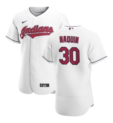 Men Cleveland Indians 30 Tyler Naquin Men Nike White Home 2020 Flex Base Team MLB Jersey