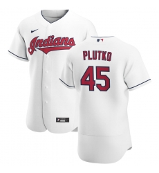 Men Cleveland Indians 45 Adam Plutko Men Nike White Home 2020 Flex Base Team MLB Jersey