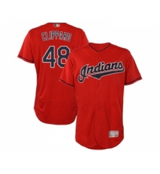 Mens Cleveland Indians 48 Tyler Clippard Scarlet Alternate Flex Base Authentic Collection Baseball Jersey