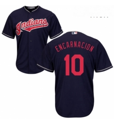 Mens Majestic Cleveland Indians 10 Edwin Encarnacion Replica Navy Blue Alternate 1 Cool Base MLB Jersey