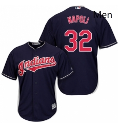 Mens Majestic Cleveland Indians 32 Mike Napoli Replica Navy Blue Alternate 1 Cool Base MLB Jersey 