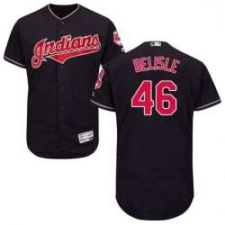 Mens Majestic Cleveland Indians 46 Matt Belisle Navy Blue Alternate Flex Base Authentic Collection MLB Jersey