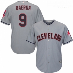 Mens Majestic Cleveland Indians 9 Carlos Baerga Replica Grey Road Cool Base MLB Jersey 