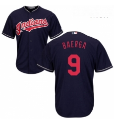 Mens Majestic Cleveland Indians 9 Carlos Baerga Replica Navy Blue Alternate 1 Cool Base MLB Jersey 