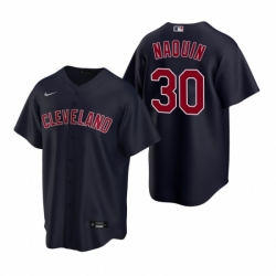 Mens Nike Cleveland Indians 30 Tyler Naquin Navy Alternate Stitched Baseball Jerse