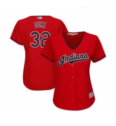 Womens Cleveland Indians 32 Zach Duke Replica Scarlet Alternate 2 Cool Base Baseball Jersey 