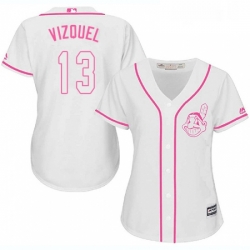 Womens Majestic Cleveland Indians 13 Omar Vizquel Authentic White Fashion Cool Base MLB Jersey 