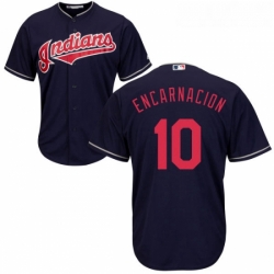 Youth Majestic Cleveland Indians 10 Edwin Encarnacion Authentic Navy Blue Alternate 1 Cool Base MLB Jersey