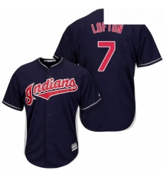 Youth Majestic Cleveland Indians 7 Kenny Lofton Authentic Navy Blue Alternate 1 Cool Base MLB Jersey