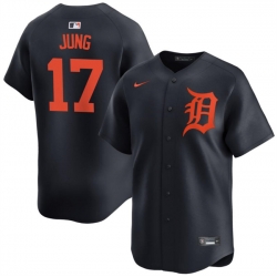 Men Detroit Tigers 17 Jace Jung Black 2024 Alternate Limited Stitched Baseball Jersey