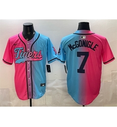 Men Detroit Tigers  7 Kevin McGonigle Pink Blue Limited Stitched Baseball Jersey