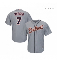 Mens Detroit Tigers 7 Jordy Mercer Replica Grey Road Cool Base Baseball Jersey 