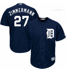 Mens Majestic Detroit Tigers 27 Jordan Zimmermann Replica Navy Blue Alternate Cool Base MLB Jersey