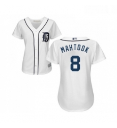 Womens Detroit Tigers 8 Mikie Mahtook Replica White Home Cool Base Baseball Jersey 