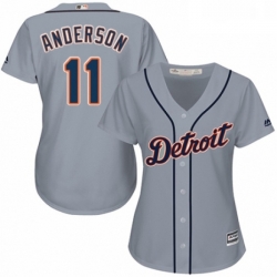 Womens Majestic Detroit Tigers 11 Sparky Anderson Authentic Grey Road Cool Base MLB Jersey 