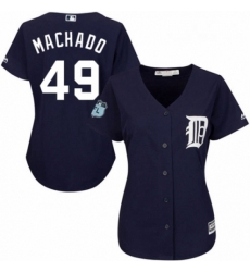 Womens Majestic Detroit Tigers 49 Dixon Machado Replica Navy Blue Alternate Cool Base MLB Jersey 