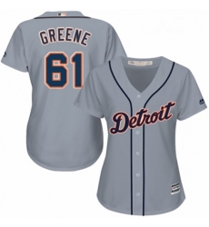 Womens Majestic Detroit Tigers 61 Shane Greene Authentic Grey Road Cool Base MLB Jersey 