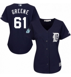 Womens Majestic Detroit Tigers 61 Shane Greene Replica Navy Blue Alternate Cool Base MLB Jersey 