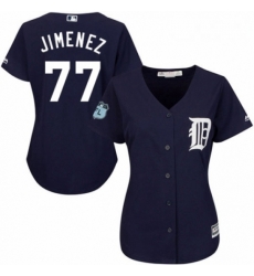 Womens Majestic Detroit Tigers 77 Joe Jimenez Replica Navy Blue Alternate Cool Base MLB Jersey 