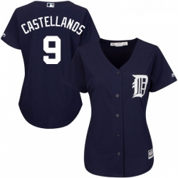 Womens Majestic Detroit Tigers 9 Nick Castellanos Authentic Navy Blue Alternate Cool Base MLB Jersey