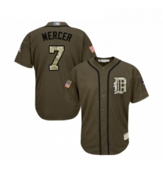 Youth Detroit Tigers 7 Jordy Mercer Authentic Green Salute to Service Baseball Jersey 