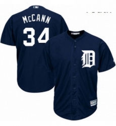 Youth Majestic Detroit Tigers 34 James McCann Replica Navy Blue Alternate Cool Base MLB Jersey