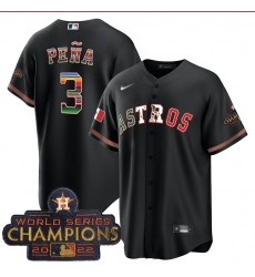 Men Houston Astros 3 Jeremy Pena 2022 Black World Serise Champions Patch Cool Base Jersey