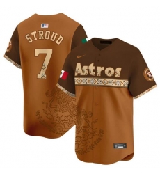 Men Houston Astros 7 C J  Stroud Brown Mexico Vapor Baseball Jersey