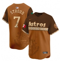 Men Houston Astros 7 C J  Stroud Brown Mexico Vapor Baseball Jersey