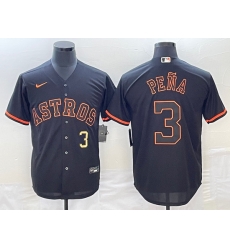 Men's Houston Astros #3 Jeremy Pena Number Lights Out Black Fashion Stitched MLB Cool Base Nike Jersey