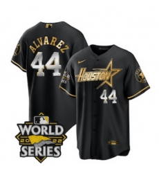 Men's Houston Astros #44 Yordan Alvarez Black Gold 2022 World Series Stitched Baseball Jersey