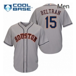 Mens Majestic Houston Astros 15 Carlos Beltran Replica Grey Road Cool Base MLB Jersey