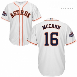 Mens Majestic Houston Astros 16 Brian McCann Replica White Home 2017 World Series Champions Cool Base MLB Jersey