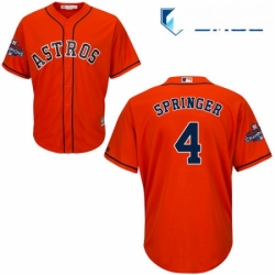 Mens Majestic Houston Astros 4 George Springer Replica Orange Alternate 2017 World Series Champions Cool Base MLB Jersey