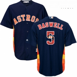 Mens Majestic Houston Astros 5 Jeff Bagwell Authentic Navy Blue Team Logo Fashion Cool Base MLB Jersey