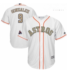 Mens Majestic Houston Astros 9 Marwin Gonzalez Replica White 2018 Gold Program Cool Base MLB Jersey 