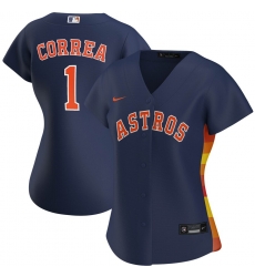 Houston Astros 1 Carlos Correa Nike Women Alternate 2020 MLB Player Jersey Navy