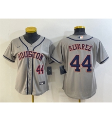 Women Houston Astros 44 Yordan Alvarez Gray Cool Base Stitched Baseball Jerseys