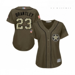 Womens Houston Astros 23 Michael Brantley Authentic Green Salute to Service Baseball Jersey 