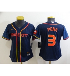 Women's Houston Astros #3 Jeremy Pena 2022 Navy Blue City Connect Flex Base Stitched Baseball Jersey