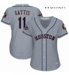 Womens Majestic Houston Astros 11 Evan Gattis Replica Grey Road 2017 World Series Champions Cool Base MLB Jersey