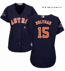 Womens Majestic Houston Astros 15 Carlos Beltran Authentic Navy Blue Alternate 2017 World Series Champions Cool Base MLB Jersey