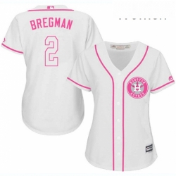 Womens Majestic Houston Astros 2 Alex Bregman Replica White Fashion Cool Base MLB Jersey