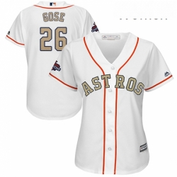 Womens Majestic Houston Astros 26 Anthony Gose Authentic White 2018 Gold Program Cool Base MLB Jersey 